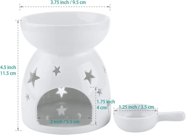 Sæt med 2 æteriske oliediffusere, keramiske voksbrændere, duftlys-diffusere, til aromatiske olier og voks, 90 ml kapacitet