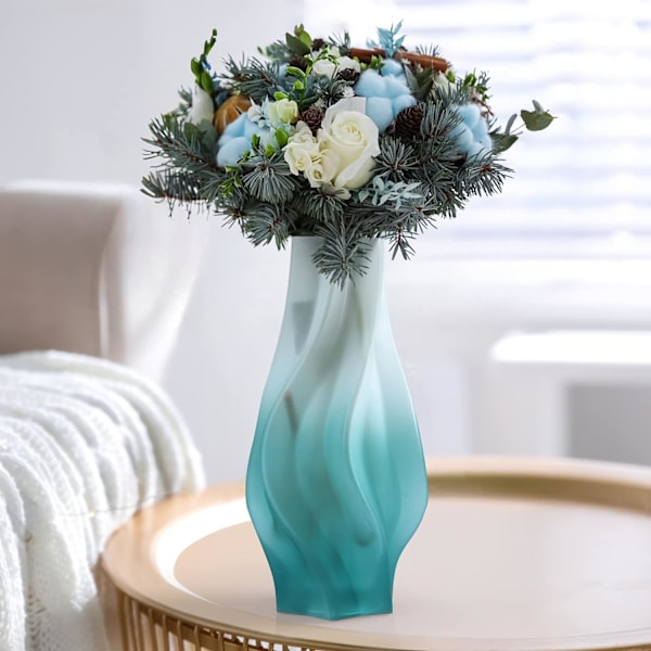 Hög tjock glasvas grön matt - elegant blomvas