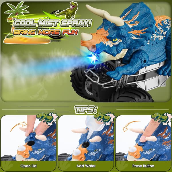 Dinosaurleker for gutter, 1:16 skala RC Monster Truck Leker med Spray Brøl LED-lys, Julegaver til 4-8 barn, (C)