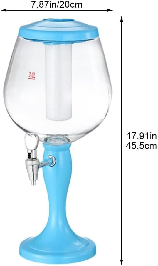 Øldispenser med isrør, 3l vanndispenser med tappekran, drikkedispenser for hjemmebar, hotellfest, blå