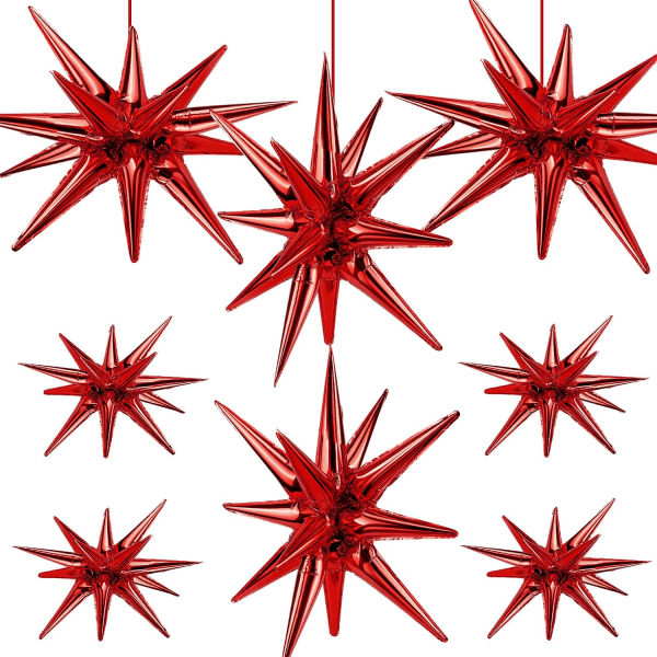 20Pcs Star Balloons, Huge Red Explosion Star Aluminum Foil Balloons for Birthday,Wedding, Red Party, Fiesta Party Decorations Supplies