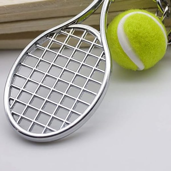 Tennisracket nyckelring, kreativ metall nyckelring Sport nyckelring Tennis boll nyckelring 2 st