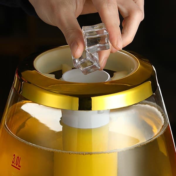 Øldispenser med isrør, 3l vanndispenser med tappekran, drikkedispenser for hjemmebar, hotellfest, gull