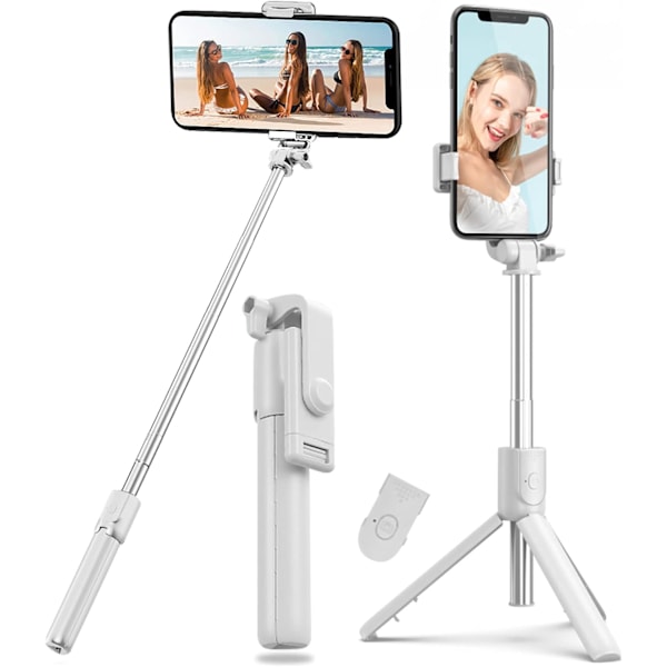 Selfie-tikku Tripod Bluetooth-jalusta puhelimelle, 4 in 1 laajennettava selfie-tikku langattomalla kaukosäätimellä 360° pyörivä langaton jalusta, kannettava