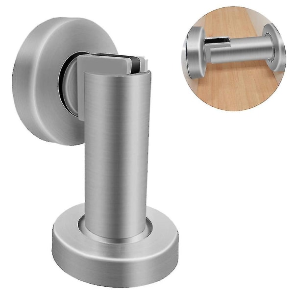 Magnetisk dørstopper, rustfritt stål børstet dørstopper moderne solid stiv dørstopper svart 1 stk
