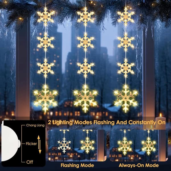 3 LED Jule-snefnug vindueslys, varm hvid