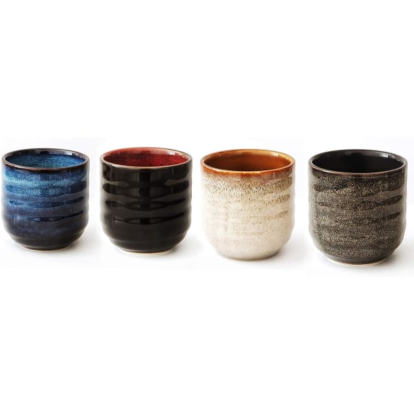 Japansk stil keramiskt teset, tekopp, kaffekopp, yerba mate set, Keramiskt matekopp set med 4 (kopp, 4 färger)