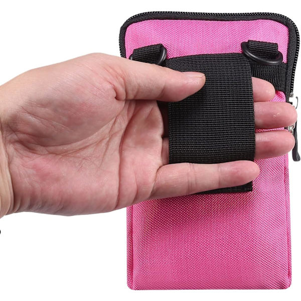 Mobiltelefon Skulderholster, Mobiltelefon Belteklipsholder, Skulder Messenger Bag Glidelås Crossbody rose Red Large size