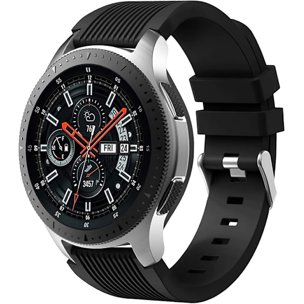 Rem för Samsung Galaxy Watch 3 45mm/Galaxy Watch 46mm/Huawei GT 2 46mm, 22mm mjuka silikon sportarmband ersättning svart