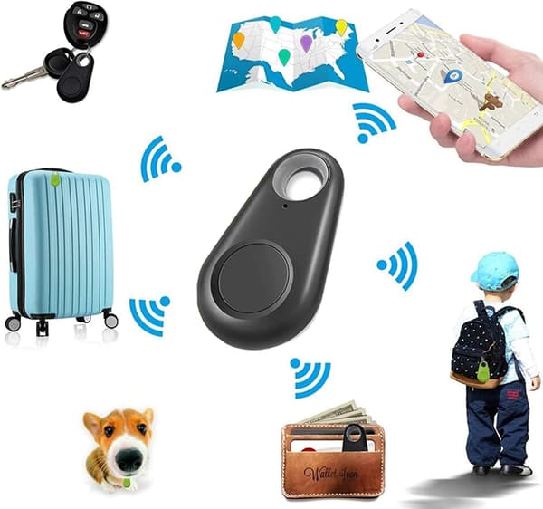 Multifunktionel Bluetooth Nøglefinder, Smart Nøglering, Item Tracker Kompatibel med iOS/Android, Anti-tabt Nøgle, Sort