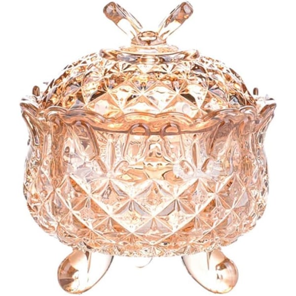 Kunglig präglad kristallgodisask med lock med fotfotade smyckeskrin Godisburk Kakaburk Bröllopsgodisbufféburkar Kök