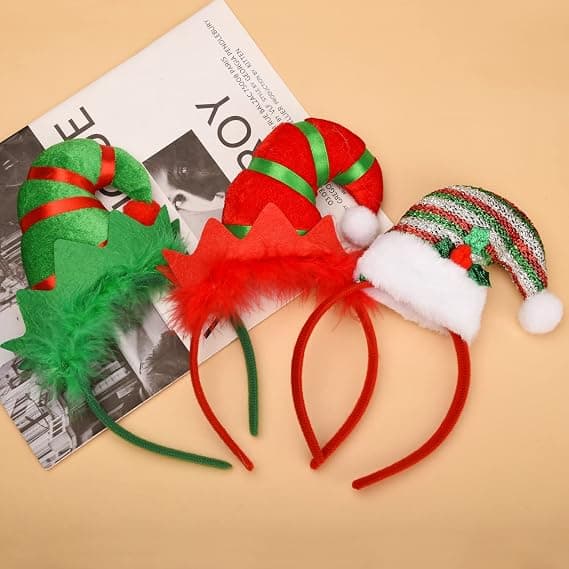 3 Stykker Elf Hodebånd, Julehodeband Elf Hodeplagg Hårbånd, for Juleferiefester Fotoboksgaver