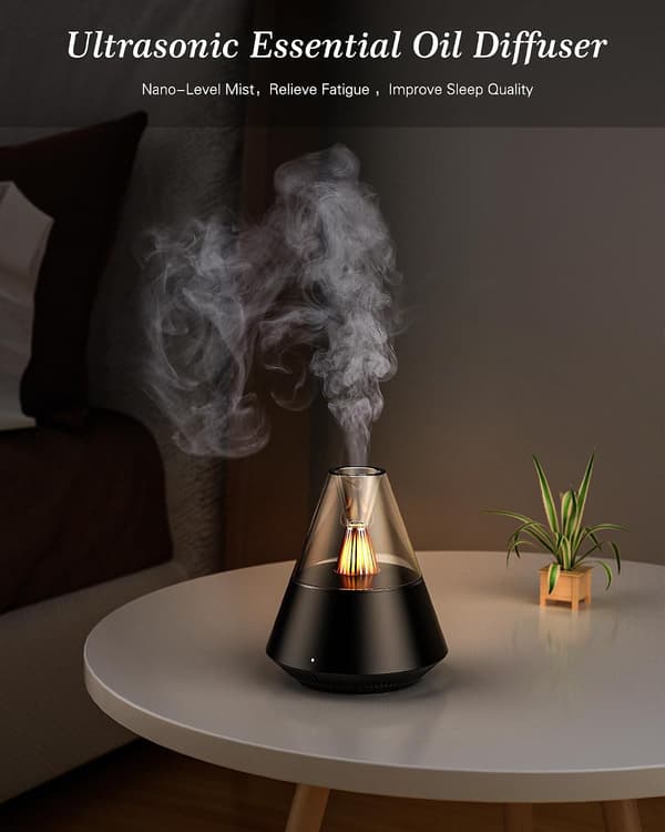Æterisk oliediffuser, 150ML Ultralyd Cool Mist Aromaterapi Diffuser, med vandfri auto-sluk og LED-stearinlys til hjemmet, yoga, sort
