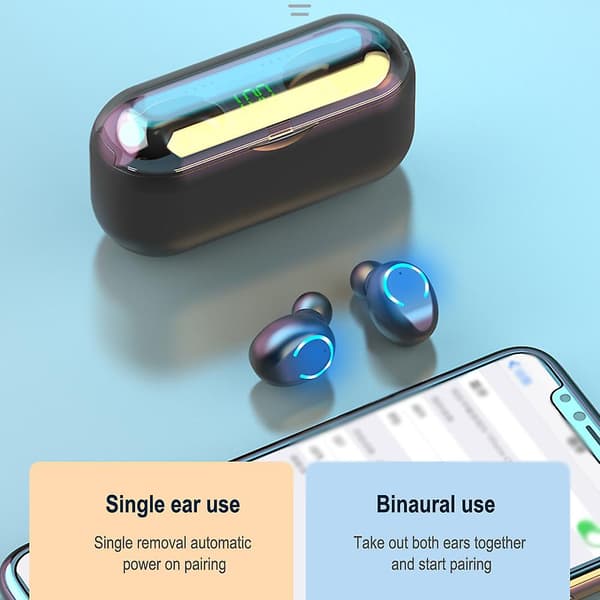 Trådløse øretelefoner Bluetooth 5.0 Hovedtelefoner Premium lyd ydeevne Touch Control LED-display