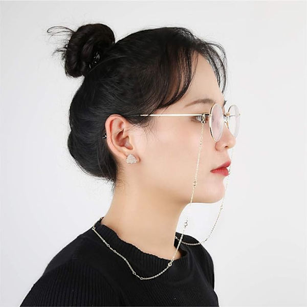 Kvinners Brillekjede Transparent Zirkon Solbriller Kjede/Brilleholder/Brille Halskabel Gold