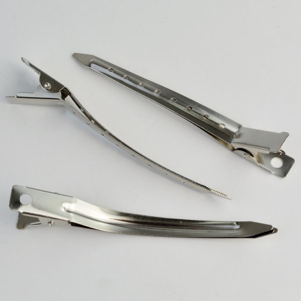 12 Pakk Andebnebb Klips, 3,5 Tommer Rustfri Metall Alligator Krøllklips med Hull for Hårstyling, Hårfarging, Sølv