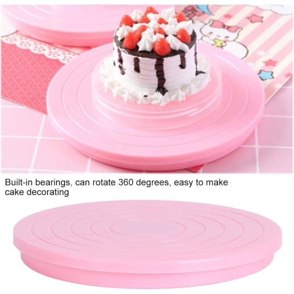 Roterande tårtskiva, 2 st Mini 360 graders basstativ display vridbara bakverktyg Cupcake dekorationstillbehör - rosa
