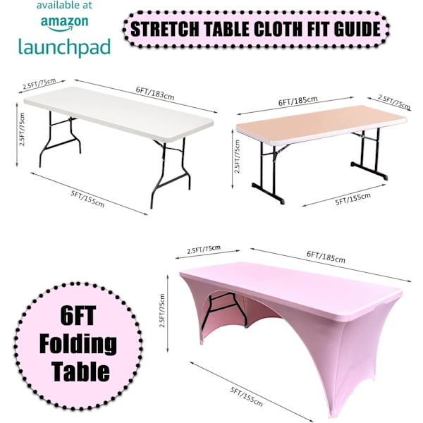 Stretchbare duker 6ft for rektangulære bord med åpen rygg, tilpassede Spandex rektangulære uteplassbordtrekk
