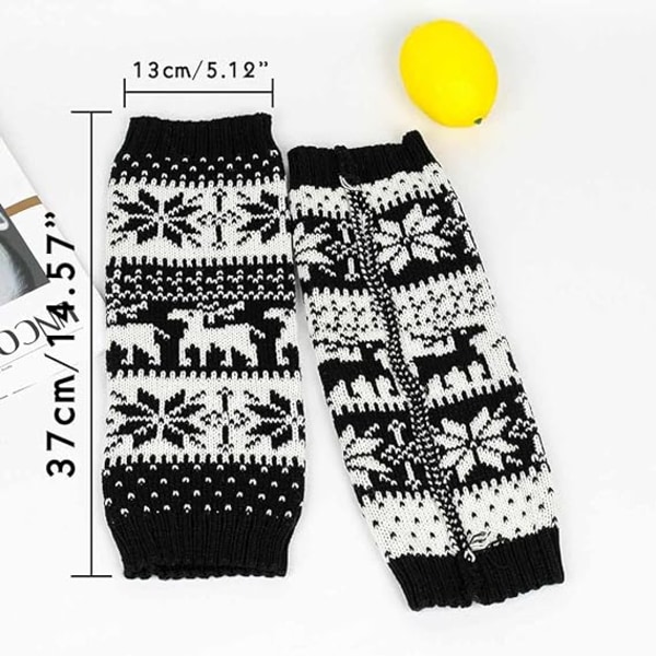 Lumikukka neulotut sukat Boot Cuffs sukat neulotut jalkalämmittimet Talvi jalkalämmittimet Boot Cuffs sukat naisille ja tytöille black