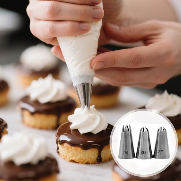 3 st 1M 2D 2F Sömlösa stora spritstyllar i rostfritt stål, DIY-spritstyllverktyg för cupcakes