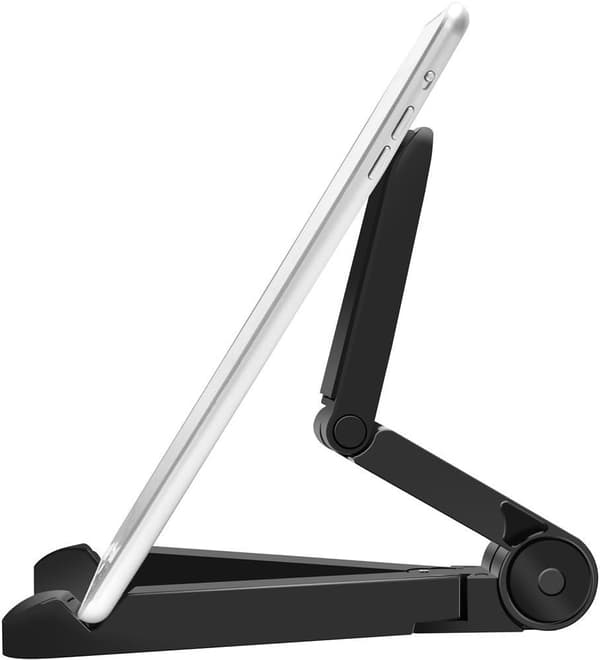 1 stk. Sort Bærbart Sammenklappeligt Stativ til Apple iPad, iPad 2, Ny iPad (iPad 3), Samsung Galaxy Tab, BlackBerry PlayBook osv.
