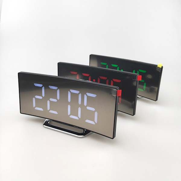 Extra högljudd väckarklocka för tunga sovare vuxna, vibrerande dubbel väckarklocka för sovrum med USB-laddning, 8,7\" stor LED-spegeldisplay röd