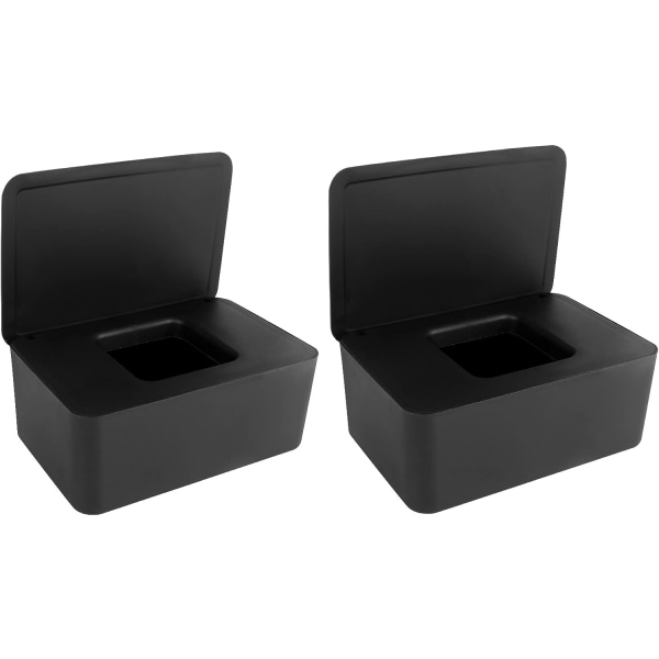 2 stk. vådservietter boks, baby vådservietter boks vådservietter dispenser holder plastik vådservietter dispenser etui vådservietter opbevaringsboks vådservietter etui (sort)
