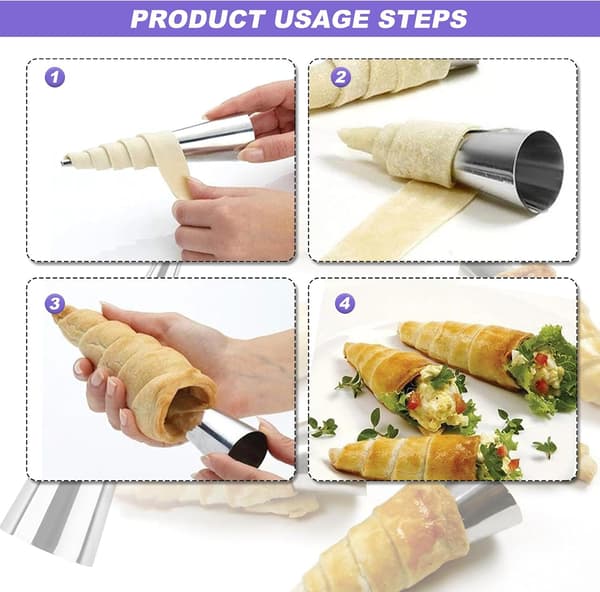 12 stk. Cannoli Forme Rør, Flødehornforme Non-stick Rustfrit Stål Cannoli Fløderulleforme til Bagning af Kager