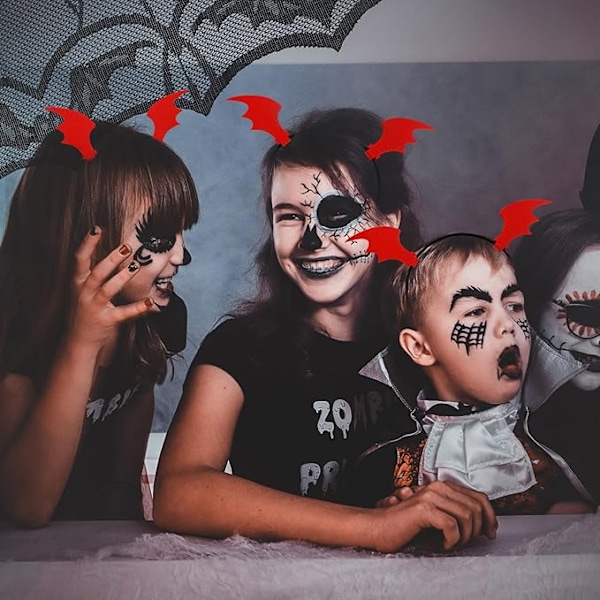 Skumle Flaggermusvinge Hodebånd Djevelvinger + 1 Par Halloween Flaggermus Hårklipp, Flaggermus Tilbehør, Gotisk Hårklipp