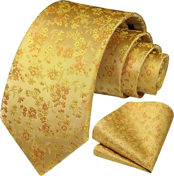 Slips för män blommigt slips och näsduk klassisk herrslips i siden för bröllopsfest affärer