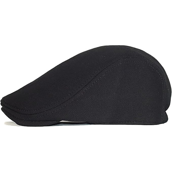 Flad beret til efterår og vinter med kasket Black