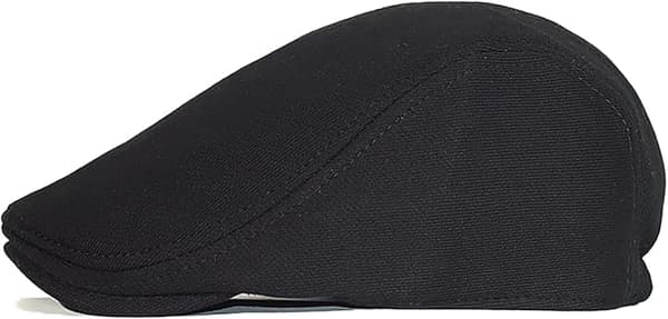 Flat beret for høst og vinter med topplue Black