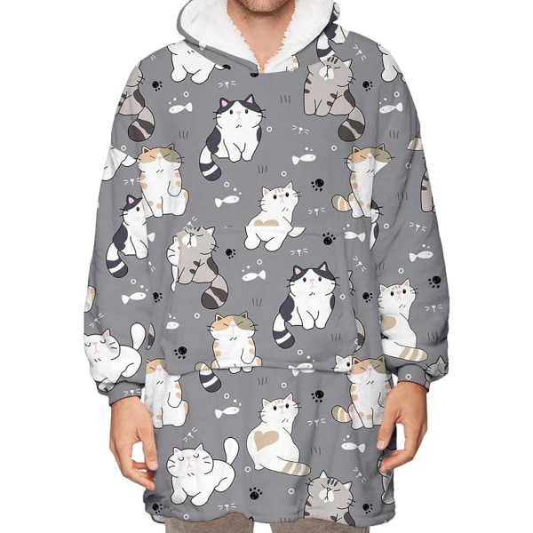 Jättehoodie filt fluffig fleece filt hoodie för kvinnor män barn bärbar huvtröja filt med stor ficka（1pc） aldult