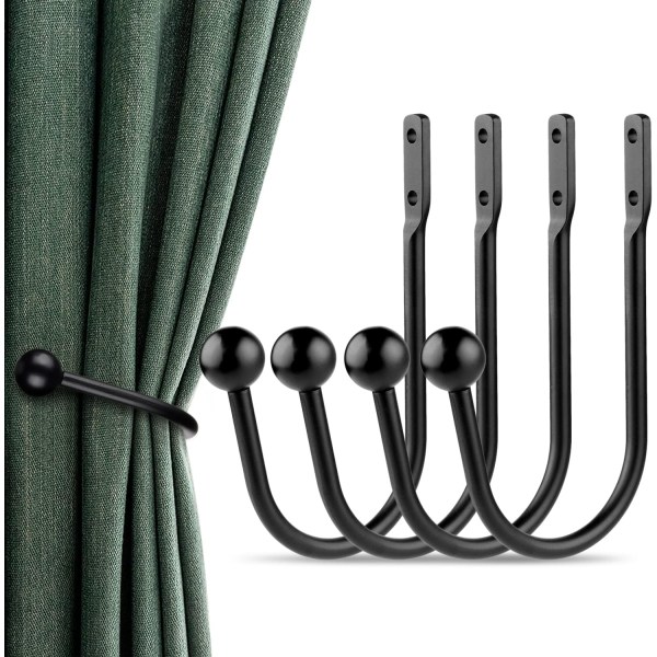 Curtain hooks, 4-piece curtain rack wall-mounted curtain lace-up retro window hooks, suitable for home decoration,