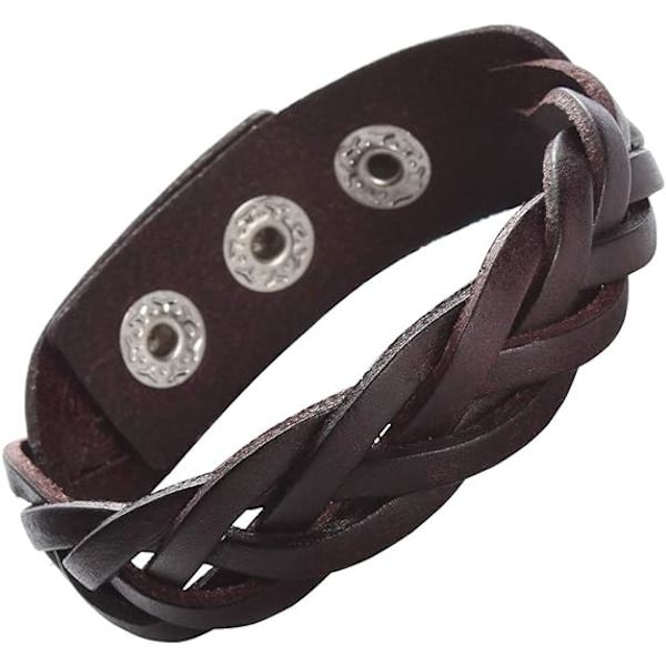 Lær armbånd Flettet sporty bredt armbånd Herre- og dame punk smykker, svart