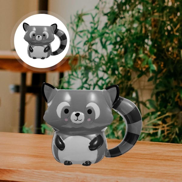 Söt keramisk kaffemugg 3D tvättbjörn mugg tekopp handmålad