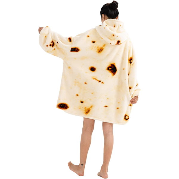 Oversized bærbare tæpper, blødt plys trykt Sherpa tæppe sweatshirt med lommer, one size fits all Pancakes