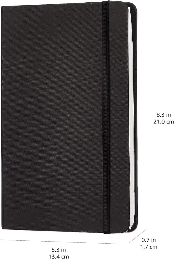 A5 Fortykket Notesbog, 80g/200 Sider Blæksikker Papir, Notesbøger med Foldelomme, Sort