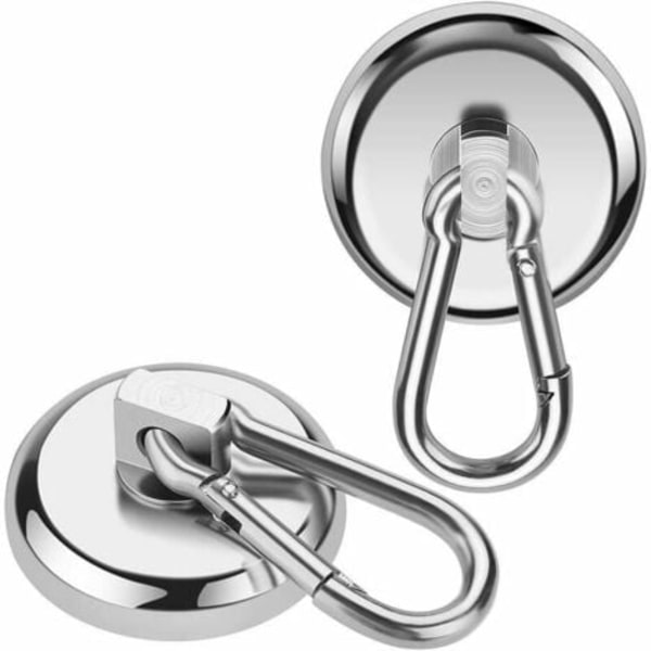 Magnetic Hooks, Super Strong Neodymium Magnet with Removable Carabiner Hook, Heavy Duty Magnetic Hooks for Kitchen Grill Desk, 2 Pack