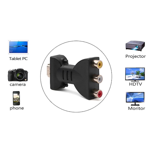 Hiborth HDMI-kompatibel Hann til 3 RCA Hunn Kompositt AV Audio Video Adapter Konverter for TV