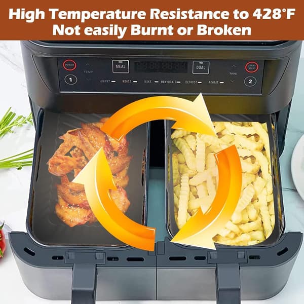 Silikon Air Fryer Foder 2 st Återanvändbart Silikon Dubbelkorg Air Fryer Foder 7,6L
