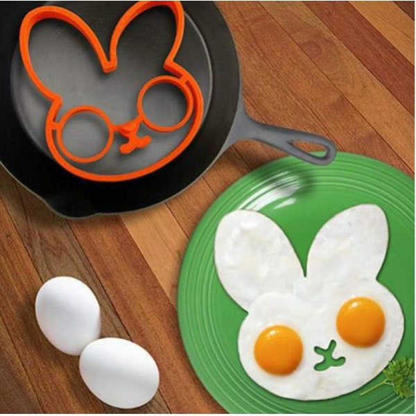 Frukost Silikon Tecknad Kanin Stekt Ägg Omelett Form Kanin Pannkaka Ring Formare Kök Matlagningsverktyg