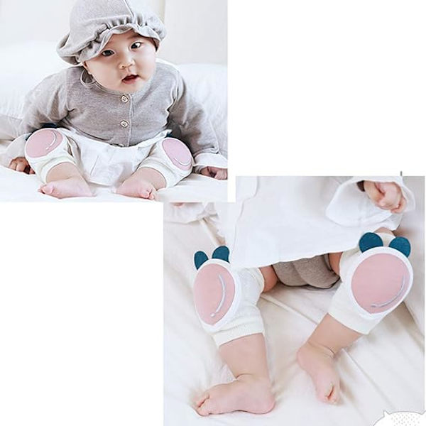 1 par baby knäskydd baby knäskydd för krypning, unisex baby krypning halkfri knä, halkfri mjuk krypning knä lämplig för 0-36 månader peach