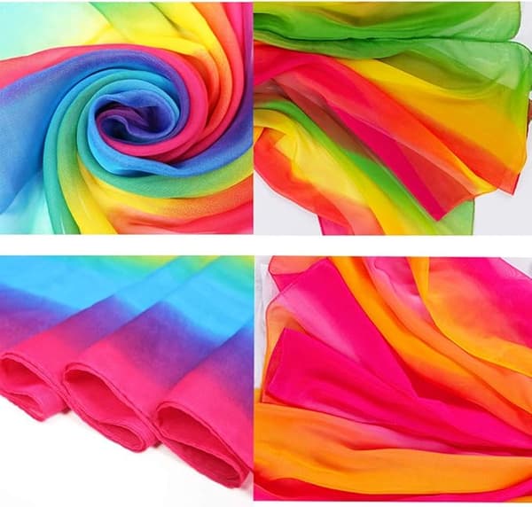 Chiffon Regnbue Tørklæder Lange Farverige Bløde Tynde Tørklæde Cape Sjal Wraps