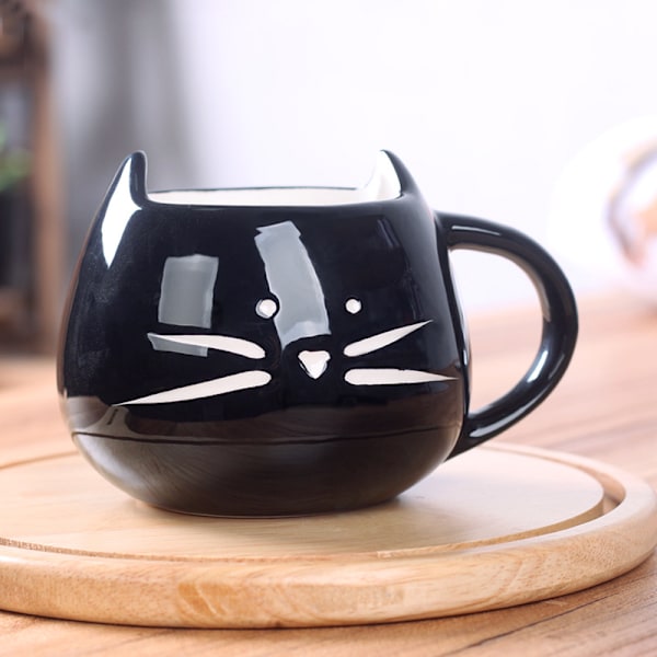 Keramisk Djurformad Mugg för Kaffe, Mjölk, Vatten, Te, etc, Svart