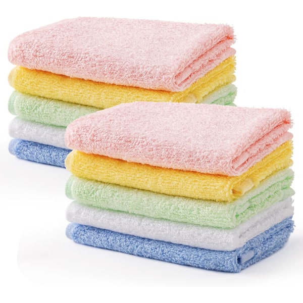 10 stykker babyhåndklæder Håndklæder Bambusfiber Ansigtsservietter 25 * 25 Cm Børnehåndklæder Flerfarvede badehåndklæder Køkkenhåndklæder