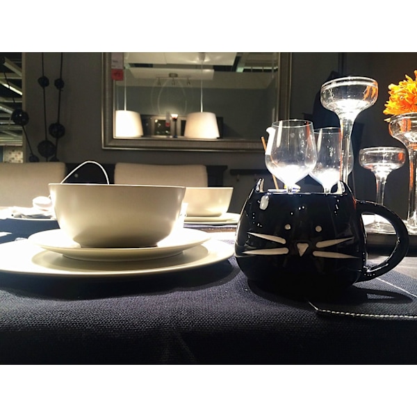 Keramisk Djurformad Mugg för Kaffe, Mjölk, Vatten, Te, etc, Svart