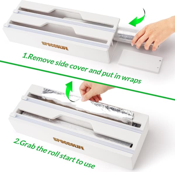 Dispenser og kutter for folie og plastfolie, kompatibel med 30 cm brede ruller
