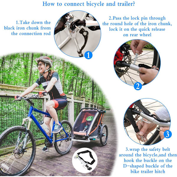Släpvagnskoppling Cykel Universal Koppling Adapter Dragkrok Adapter Klämma med Säkerhetsstift för Barn Hundar Släp Cykeltillbehör Fäste