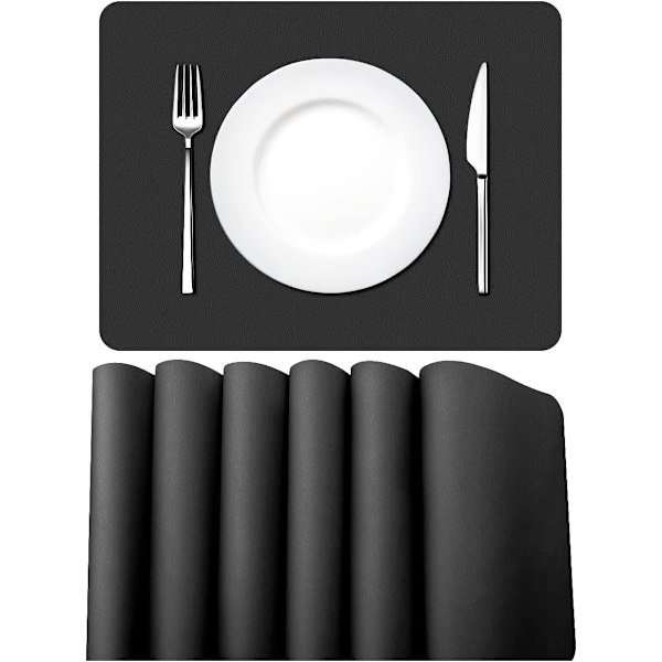 Faux läder placemats, placemats set om 6, bordsmattor tvättbara värmebeständiga halkfria avtorkningsbara vattentäta placemat